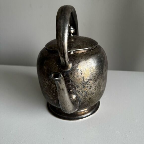 Forbes Silver Co. Vintage Silver Toned Tarnished Teapot - Picture 3 of 9